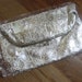 Deadstock 1960s 70s Womens White and Silver Embossed Leather Evening Formal Folded Clutch Bag Wallet NOS