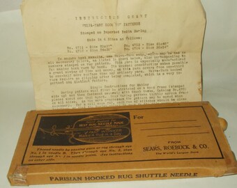 Parisian Hooked Rug Shuttle Needle Vintage Sears Roebuck Rug Craft Tool Vintage Crafters Rug Making Tool