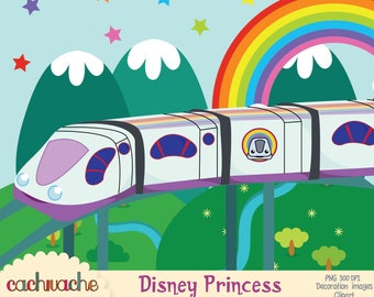 Ferrocarril Junior Express clipart - Topa y amigos - Disney Junior, imagenes prediseñadas PNG JPG 300 dpi - Instant download