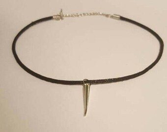 Satin Black Cord Choker with Spike