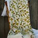 Large Panel Vintage Crewel Embroidered Drapery Fabric // Original Old Upholstery Curtain // Yellow Green Floral Pattern // MISSING STITCHES