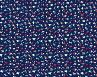 SALE A Little Sweetness Floral Navy - Riley Blake Designs - Blue Flowers - Quilting Cotton Fabric - choose your cut