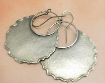 Large Silver Earrings, Fire Walker Rustic Dangle Earrings, Large Sterling Earrings, Argentium Earrings, Silversmith Jewelry, Artisan Jewelry
