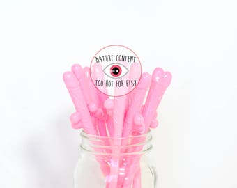 Baby Pink Penis Straws Set of 10/ Bachelorette Party Decorations/ Party Penis Straws/ Bachelorette Party Penis Decors/ Bridal Shower Straws