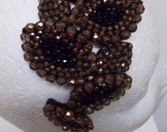 Jewel headpiece diadem with Czech crystal beads hand embroidered one to one