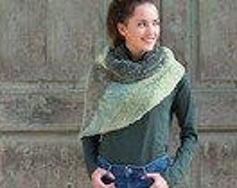 Shawl velour wool, hand-knitted, soft, great gradient
