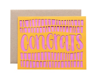 Congratulations Card - "Congrats" Laser Cut Card