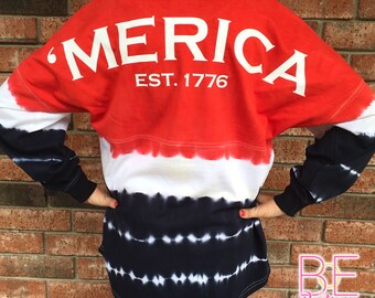 Monogrammed 'Merica Tie Dye Oversized Jersey