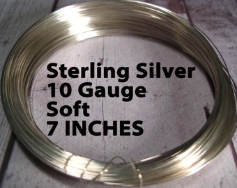 15% Off SALE!! Sterling Silver Wire, 10 Gauge, 7 INCHES, WHOLESALE, Soft, Round.