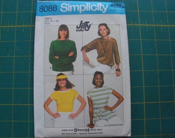 Simplicity 8088 Misses Jiffy Knit Pullover Tops Size 10-12