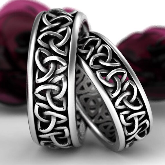 Celtic Wedding Ring Set With Cut Through Trinity Knot Design   Il 570xN.1357065875 P8f0 