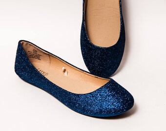 Glitter - Navy Blue Ballet Flat Slipper Shoes