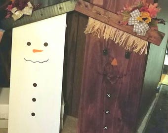 Reversible Wood Scarecrow/Snowman