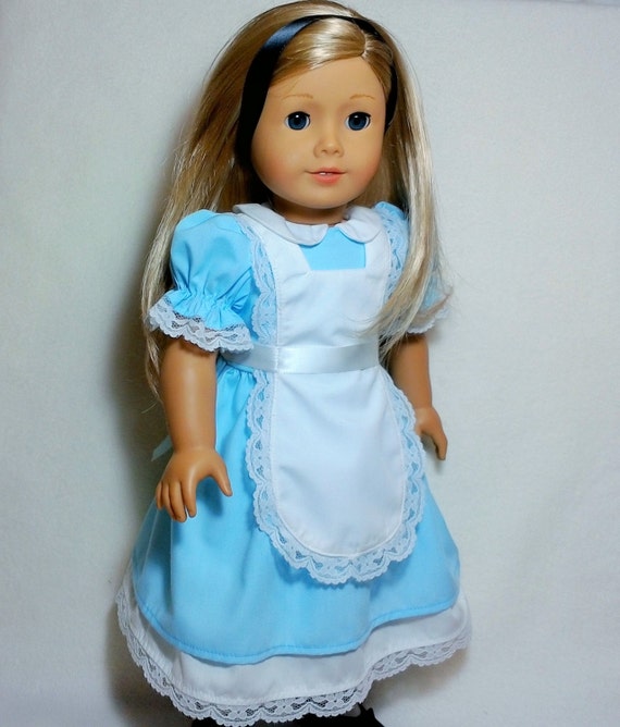 Items similar to Alice in Wonderland dress for 18 inch dolls such as ...