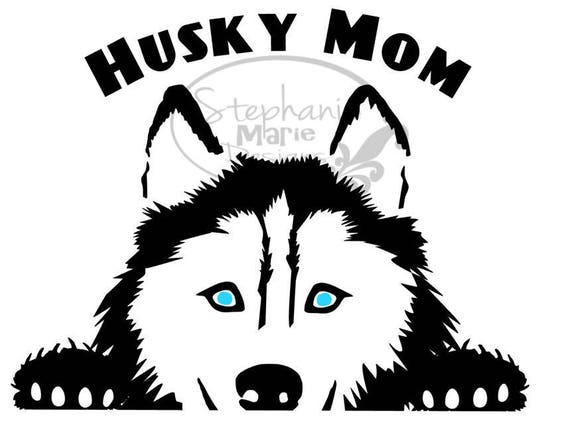 Husky Mom Peeking Dog-SVG Cut File-Use with Silhouette Studio