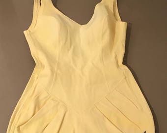 Vintage Kajak Swimsuit Yellow 1960s Swimming Bathing Costume