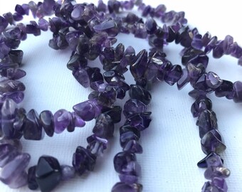 Amethyst Bracelet Genuine Semi Precious Gemstone Healing Crystal Chip Bracelet