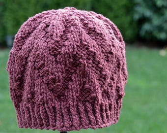 Rust Chevron Knit Beanie Ready to Ship