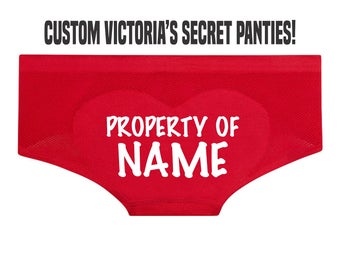 PROPERTY OF NAME Victoria's Secret Boyshorts Underwear Panties Booty Short Ass Butt Sexy Heart Custom Personalized Wife Valentine's Day Gift