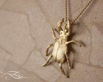 Stag beetle - necklace 50 cm made of brass