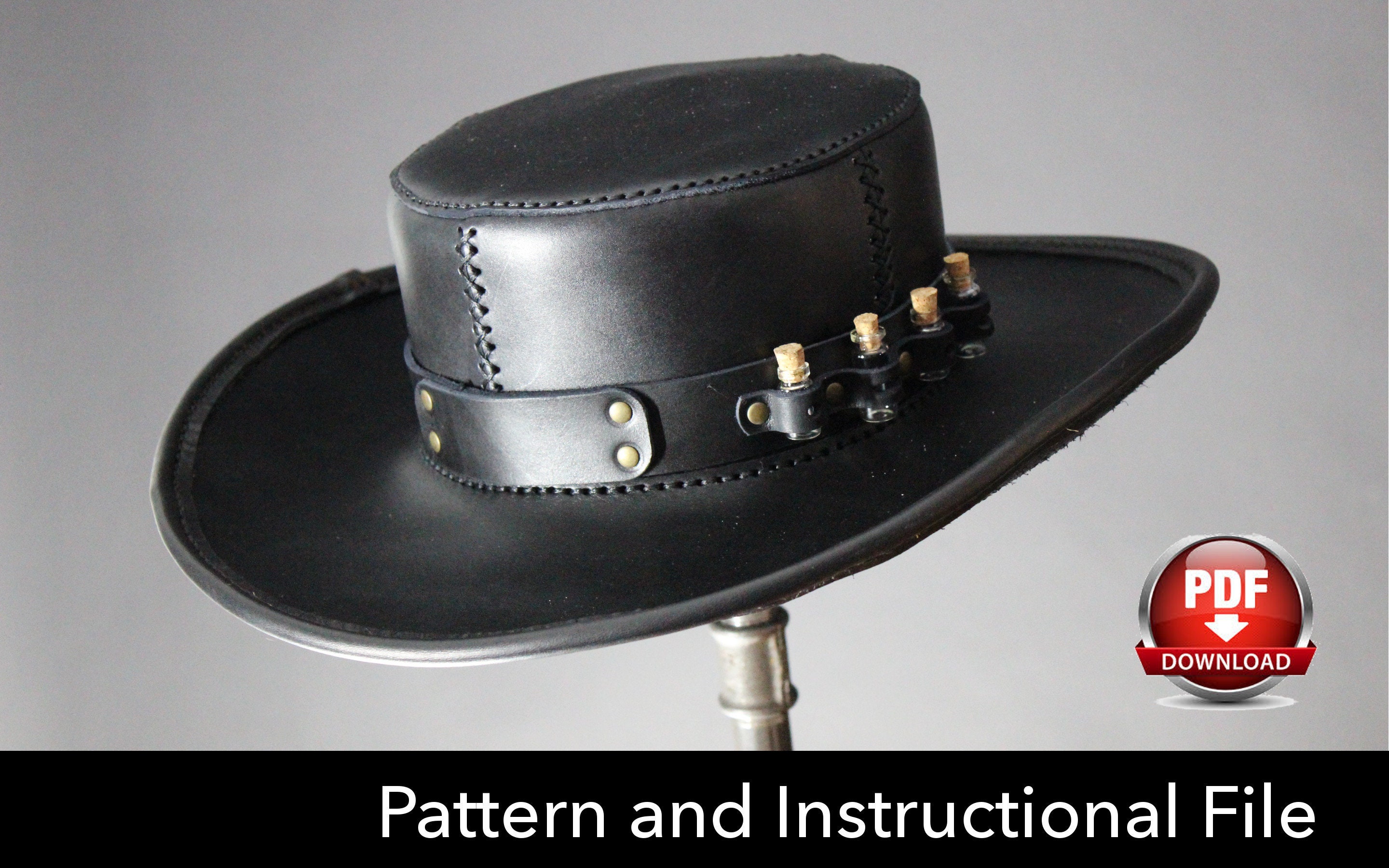 Leather Hat PATTERN DIY Pattern Steampunk hat DIY Pdf