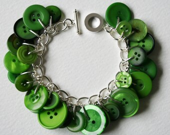 Emerald City Green Button Bracelet