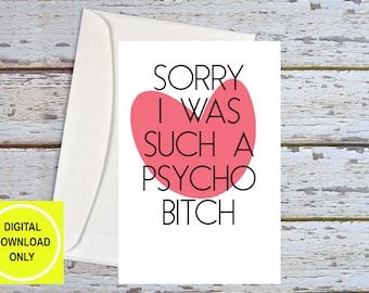 Sorry Card Boyfriend, Sorry Card, Funny Apology Card, Funny Sorry Card, I'm Sorry Card, Rude Sorry Card, Apology Card, Printable Sorry Card