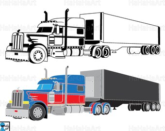 Truck 18 Wheeler Monogram Clipart / Cutting Files Svg Pdf