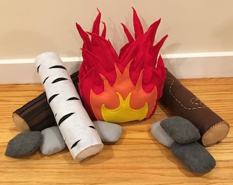 Campfire Set - Camping - Pretend Play - Felt Food - Toy Campfire