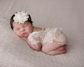 Newborn photo prop, newborn romper, lace romper, baby photo prop, baby romper, newborn romper set, Emilyz Embellishments, photo prop, baby
