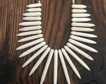 Turquoise or white howlite spike statement necklace