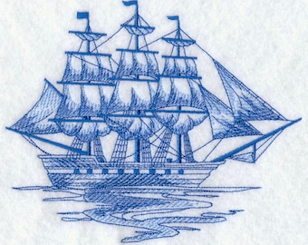 Custom Embroidered Clipper Ship Sweatshirt S-3XL