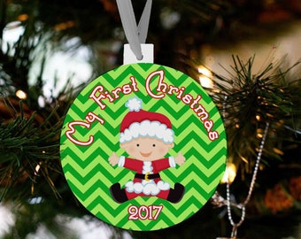 My first Christmas baby claus custom ornament - great new baby Christmas gift FCBCO
