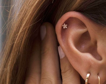 Star cz earrings - Dainty earrings - Minimalist earrings - Flower cz earrings - Gold cz earrings - Tiny studs - Flower studs - Cz studs
