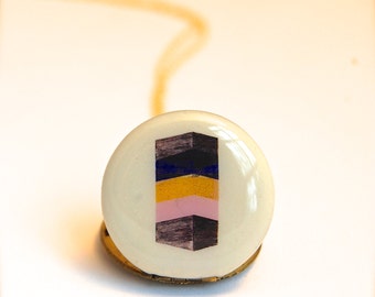 Vintage Locket Necklace Geometric Art Original Artwork Alyson Fox Pastels Blocks Tower Custom Jewelry Photographs Quote Jewellery Locket