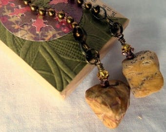 Fan Chain Pair for Ceiling Fan or Lamp with Jasper Gemstones and Swarovski Crystals