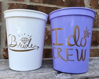 I Do Crew Cups | Bachelorette Party Cups 16 0z | Bridal Party Stadium Cups | Light Purple I Do Crew Cup ON SALE!!!