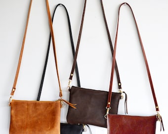 Leather Crossbody Bag Small Leather Bag Gift For Birthday Valentines Mother's Day Minimalist Leather Purse Black Tan Brown Leather Handbag