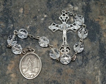 St. Mary Magdalen Niner Chaplet of Czech Glass in Crystal Clear; Catholic Chaplet; Mary Magdalen Chaplet