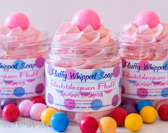 Fluffy Whipped Soap - Bubblegum Fluff - 4 oz. - Vegan Friendly, Bubble Gum Soap, Glycerin Soap Ball