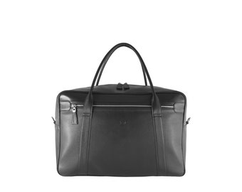 Leather weekender travel bag, duffel UDO // black (Italian calf skin) - UNIQUE