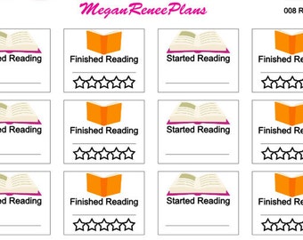 Reading / Started Reading / Finished Reading Matte Planner Stickers for the Erin Condren Life Planner ECLP Happy Planner