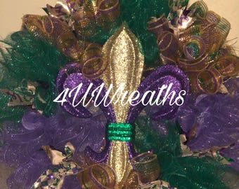 Spiral Mardi Gras Wreath, Mardi Gras Wreath, Mardi Gras, Wreath, New Orleans, Carnival, Louisiana, Fleur di lis