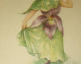 Vintage Violet Girl Valentine Postcard, Artist Signed, M Dulk