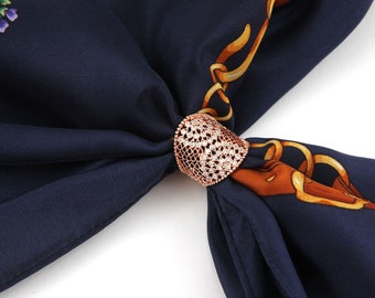 Mesh Clear Stone Scarf ring Yellow Gold Rose Gold Silver plated bronze Scarf holder Elegant Scarf Pin beautiful box gift packed Flora Koh