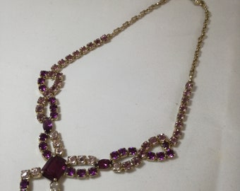 1950s rhinestone purple necklace