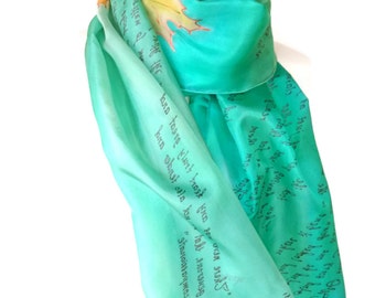 Robert Frost Literature Scarf literary bookish Gift for book lyric lovers Silk Hand Painted Scarf READY to Ship more color available,