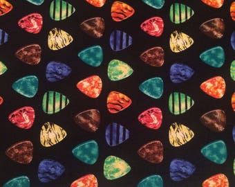 Multi colours on black cotton fat quarter by Fabri-Quilt Inc., pattern 7767