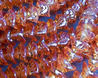 Sunshine Dust Flower Bead - 3 Petal Flower - Czech Glass Beads - 12 beads - 653 / 1558