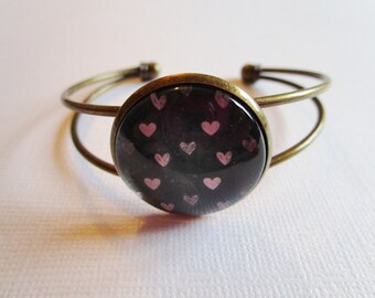 Bracelet "Hearted", bronze cabochon, costume jewelry